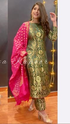 Banarsi Dress, Banarsi Suit, Suits For Women Indian, Simple Frock, Kids Party Wear Dresses, Simple Frock Design