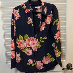 Silk Blouse, I’m Usually A S And This Fits. Slate Gray/Blue. Slate Gray, Floral Blouse, Silk Blouse, Blue Grey, Color Blue, Top Blouse, Womens Tops, Silk, Floral