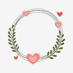 a wreath with hearts and leaves around it