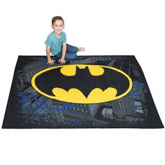 PRICES MAY VARY. 100% Nylon BATMAN DESIGN: Calling all crime fighters! This high-quality Batman rug brings the popular Warner Bros. animation style to any space with its instantly recognizable black and yellow Bat Symbol. Featuring a bold "Bat View" pattern with a Gotham City backdrop, this soft and stylish rug is sure to be a hit with young Batman fans. VERSATILE USE: With a fun design, both kids and parents will love this soft and stylish rug is a versatile addition at home to a nursery, bedro Comic Themed Room, Batman Themed Room, Batman Diy, Batman Design, Batman Room, City Backdrop, Bat Symbol, Kids Room Furniture, Floor Safe