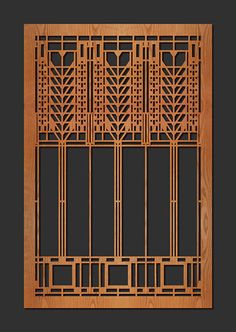 an art deco paneled in wood with intricate designs on the sides and bottom panels