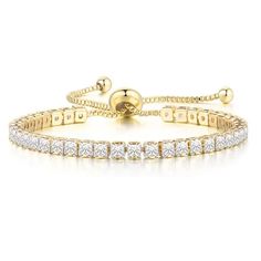 Brand New Women's Gold & Diamond Tennis Bracelet 18k Yellow Gold Plated Sterling Silver Genuine 2ct Lab Created Square Diamonds Adjustable Band To Fit Any Size Women's Wrist Retail Price $300 Buy With Confidence From A Trusted Seller With A 99%+ Feedback Rating! A0463 (Id-1109) White Gold Cubic Zirconia Bracelets For Everyday Luxury, Everyday Luxury White Gold Cubic Zirconia Bracelet, Luxury Everyday Silver Jewelry With Sparkling Stones, Silver Jewelry With Sparkling Stones For Everyday Luxury, Classic Tennis Bracelet With Sparkling Stones As Gift, Fine Jewelry White Gold Tennis Bracelet Gift, Gold Cubic Zirconia Bracelets For Everyday Luxury, Adjustable Yellow Gold Bracelets With Prong Setting, Dazzling Yellow Gold Tennis Bracelet As Gift