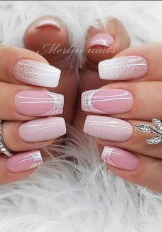 A women's lifestyle destination dedicated to style, entertainment, love, and living beautifully. Graduation Nails, French Manicure Nails, White Nail, Pretty Nail Art, Nail Designs Glitter, Crystal Nails