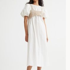 H&M Nwt White Balloon Sleeve Mid Length Dress Size Lg Sale Is Only For One White Dress... (Bralette Not Included) H&m White Midi Dress For Daywear, White H&m Midi Dress For Daywear, H&m Spring Dresses With Lace Trim, H&m Cotton Midi Dress, White H&m Dress For Beach, White H&m Beach Dress, H&m Cotton Midi Dress For Summer, H&m White Midi Dress For Vacation, H&m Cotton Dresses For Daywear