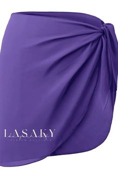 Lasaky - Versatile and Chic Beach Cover-up: Kaftan Bikini Swimwear Sarong Wrap Skirt Fitted Purple Swim Skirt For Summer, Elegant Solid Swim Skirt For Summer, Elegant Solid Color Swim Skirt For Summer, Elegant Solid Color Summer Swim Skirt, Elegant Purple Swimwear For Summer, Solid Color Beachwear Skirt For Beach Season, Elegant Solid Color Swim Skirt For Beach, Elegant Purple Swimwear For Vacation, Elegant Party Swim Skirt For Beach Season