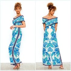 Offshoulder Wise Leg Jumpsuit. Elastic Off Should Very Fashionable Tropical Jumpsuit, Mom Pants, Black Harem Pants, Drape Pants, Drawstring Waist Pants, Trendy Pants, Wide Leg Crop Pants