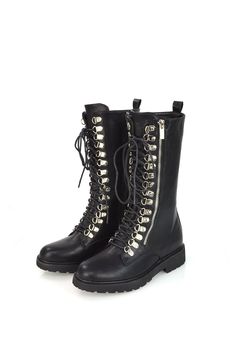 Stand out in Our Mid Calf Combat Biker Boots! Fasten quick and easily with the zip and adjustable laces. Ideal For Casual, Evening, Winter & More. Pair with a PU Skort and Long Sleeve crop Top for a cute winter look! Petite Jumpsuit, Petite Coat, Casual Evening, Cold Weather Outfits, Biker Boots, Long Sleeve Crop, Calf Boots, Fit N Flare Dress, Sunglasses Shop