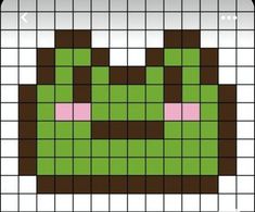 an image of a green and brown cat pixellated to look like it has pink eyes