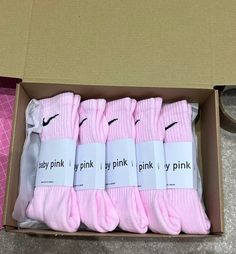 Brand new Nike crew socks hand dyed Size 2-4 5-8 and 8-11 uk sizes. 5 baby pink Nike Crew Socks, Pretty Sneakers, Baby Rosa, Trendy Socks, Cute Nike Outfits, Nike Socks, Casual Preppy Outfits, Pink Socks, Pink Girly Things