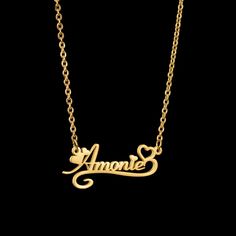 Personalized Name Necklace Different Variations of a Heart Surrounding the Name you Choose. Chain Designs Gold Women With Name, Name Chain Gold Design, Name Pendant Gold, Mala Designs, Arabic Necklace, Jewelry Traditional, Arabic Jewelry, Name Necklace Gold, Box Necklace