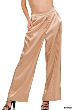 97% Polyester; 3% Spandex; These Satin Wide Leg pants fit for a loose and luxurious look! Make a statement this season, pairing these satin pants with a slim fit top to create a balanced silhouette or drape yourself in satin for a classy and comfortable ensemble- either way you will look gorgeous! Satin Wide Leg Pants, Short Sleeve Kimono, Satin Pants, Pants Fit, Slim Fit Top, Pants Wide Leg, Long Sleeve Bodysuit, Workout Pants, Workout Tops