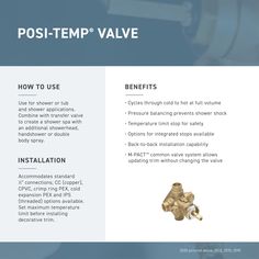 an advertisement for post - temp valve with instructions on how to use the valve