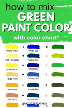 how to mix green paint colors with color chart