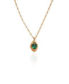 in stock Green Pendant Necklace, Green Pendant, Green Pendants, Emerald Pendant, Gold Pendant Necklace, Emerald Green, Simple Style, Gold Chains, Cubic Zirconia