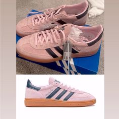 Women’s 8.5 Fits More Like A 9 Pink And Navy Blue. Pink Athleisure Sneakers With Gum Sole, Pink Sporty Custom Sneakers With Contrast Sole, Pink Custom Sneakers With Contrast Sole, Sporty Custom Pink Sneakers With Contrast Sole, Pink Sneakers With Gum Sole For Light Sports, Pink Sneakers With Gum Sole For Casual Sports, Pink Custom Sneakers With Boost Midsole, Pink Adidas Custom Sneakers With Boost Midsole, Sporty Pink Custom Sneakers With Gum Sole