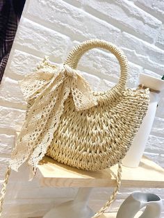 Olivia Mark - Bow Decor Straw Bag  - Women Satchels Paper Sizes Chart, Vacation Bag, Bow Decor, Flower Embroidery Designs, Embroidery Flowers, Olivia Mark, Straw Bag, Bags Women, Colorful Backgrounds