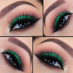 St. Patricks Day eye makeup i do have my green mac makeup hmmm Saint Patricks Day Makeup, Holiday Eye Makeup, Day Eye Makeup, Christmas Eye Makeup, Green Eyeshadow, Holiday Makeup, Christmas Makeup