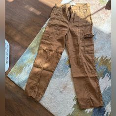 Not Sure About Og Price, Never Worn Casual Brown High Rise Pants, Brown Mid-rise Bottoms With Cargo Pockets, Mid-rise Brown Bottoms With Cargo Pockets, Brown Mid-rise Utility Cargo Pants, Brown Utility Style Mid-rise Cargo Pants, Utility Brown Mid-rise Cargo Pants, High Rise Brown Cotton Cargo Pants, High Rise Brown Cargo Bottoms, Brown Mid-rise Utility Bottoms