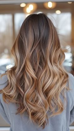 Live In Color Hair, Latte Hair Color Balayage, Warm Ombre Hair, Vanilla Chai Highlights, Brunette With Honey Highlights, Brown To Blonde Color Melt Long Hair, Latte Brunette No Bleach, Latte Hair Color, Blonde Ombré Hair