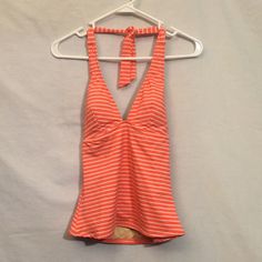 Nwt-Never Worn Amazon Tankini Size Xsmall Pink Stripes Tie Neck Adjustable Clasp In Back Has Removable Pads Striped Fitted Halter Top For Vacation, Striped Fitted Halter Top For Beach Season, Amazon Essentials, Striped Tie, Tie Neck, Pink Stripes, Womens Swim, Tankini, Neck Tie