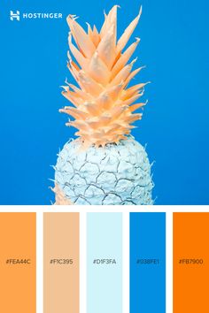 a pineapple with orange and blue hues in the bottom right hand corner is shown