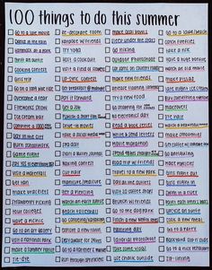 a sign that says 100 things to do this summer