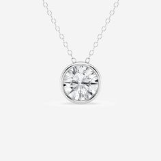 2 ctw Round Lab Grown Diamond Bezel Set Solitaire Pendant with Adjustable Chain 14K White Gold, GH, VS2 Classic Luxury Solitaire Necklace With Cable Chain, Cheap White Round Pendant Necklace, Classic Solitaire Necklace With Bezel Setting, White Gold Solitaire Necklace With Bezel-set Round Stone, Cubic Zirconia Solitaire Necklace With Bezel Setting, Modern Solitaire Necklace With Single Round Cut Diamond, Timeless White Gold Solitaire Necklace With Bezel Setting, Classic Round Cut Diamond Necklace With Bezel Setting, Modern Solitaire Round Diamond Necklace