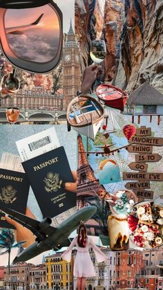 Traveling Mood Board, Travelling Collage, Travel Vision Board Pictures, World Map Aesthetic, Travel Aesthetic Wallpaper, Aesthetic Travel Pictures, Collage Travel, Creative Vision Boards, Vision Board Collage