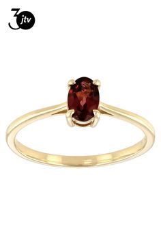 0.45ct Oval Garnet 10k Yellow Gold Ring. Measures Approximately 0.17"L x 0.23"W. Yellow Gold Ring, Red Garnet, 10k Gold, Yellow Gold Rings, Gold Ring, Garnet, Gold Rings, Yellow Gold, Ring