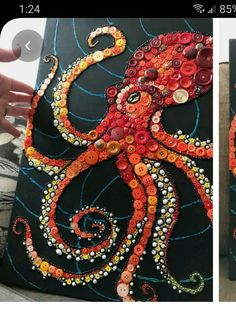 two pictures side by side one has an octopus and the other has buttons on it