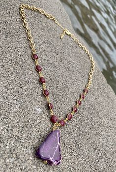 Barse Purple Jasper and Enamel Rosary Bronze Chain Necklace Genuine Purple Jasper Genuine Bronze Lobster Clasp Closure Crafted and Finished By Hand NECK911MUB Approximate Measurements: Length- 16"+ 2" Extender; Pendant Length- 1 1/2" Purple the color of royalty is at the core of this Rosary style necklace. You will feel like a queen when you wear this eye catching necklace. Gold Agate Beaded Chain Necklace, Agate Beaded Chain Necklace For Gift, Amethyst Beaded Chain For Jewelry Making, Beaded Necklace With Pendant As A Gift, Beaded Necklace With Pendant Chain As Gift, Artisan Gold Amethyst Necklace, Artisan Gold Necklace With Amethyst, Gold Agate Beaded Chain Jewelry, Crystal Pendant Necklace With Chain