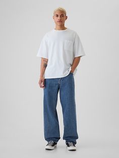 Baggy Jeans Mens Grunge Fashion 90s, Korean Men Fashion Streetwear, Baggy Street Style, Loose Jeans Outfit, Mens Wide Leg Jeans, Korean Street Wear, Baggy Jeans Outfit, Stylish Shirts Men, Big Pants