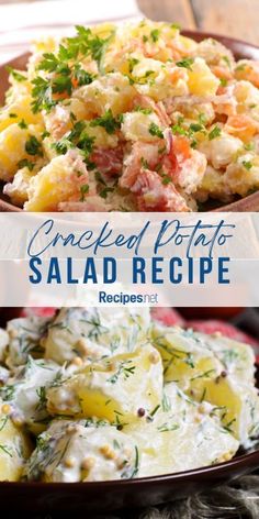 two plates of loaded cracked potato salad Best Potatoes, Best Potato Recipes