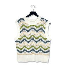 Nwt! Rails Mabel Crochet Stripe Sweater Vest, Size Large Estimated Retail Price $188 - Imported Details - Crew Neck - Sleeveless - Relaxed Fit - Ribbed Cuffs And Hem - Pullover - 60% Cotton, 40% Acrylic Sizing - Size: Large All Measurements Are Taken With Garments Laying Flat Condition - Nwt White Knit Top For Spring Layering, White Pointelle Knit Sweater Vest For Spring, White Knitted Crew Neck Sweater Vest, White Crew Neck Sweater Vest For Spring, White Textured Knit Sleeveless Sweater Vest, White Knit Sweater Vest For Spring, White Textured Knit Sweater Vest With Crew Neck, White Textured Knit Crew Neck Sweater Vest, White Pointelle Knit Crochet Top