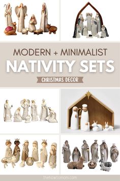 the nativity set includes figurines and other items