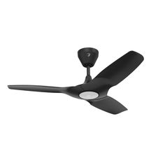 a black ceiling fan on a white background