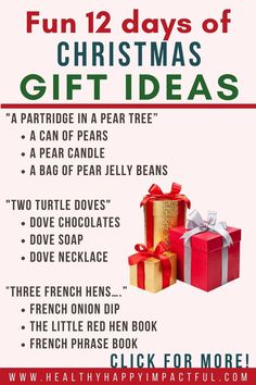 12 days of Christmas gift ideas for teens Christmas Gift Games, The 12 Days Of Christmas, Christmas Gift Exchange, Christmas Party Games