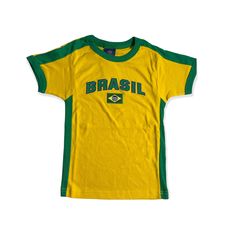 Brasil Women's Soccer T-Shirt 100%  Cotton Fitted Size measurements in picture.  High Quality Embroidery Brazil Clothing, Brazil T Shirt, Baby Tees 90s, Brazil Shirt, Crop Top Y2k, Bebe T Shirt, Brazil Women, Y2k Baby Tee, Womens Soccer