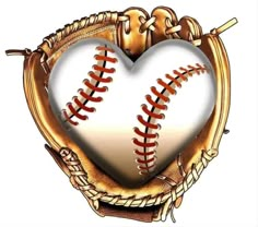 a baseball in a heart shaped frame