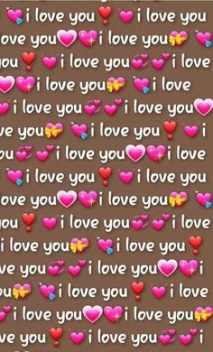 the words i love you are written in many different colors and shapes on a brown background