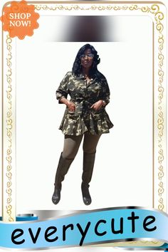 Green Camouflage Print Tie Waist Plus Size Jacket Camouflage Military Outerwear For Spring, Fitted Camouflage Military Outerwear, Military Camouflage Utility Jacket For Fall, Spring Utility Camouflage Outerwear, Camouflage Utility Outerwear For Fall, Fitted Camouflage Casual Outerwear, Fitted Military Utility Jacket For Fall, Printed Ties, Camouflage