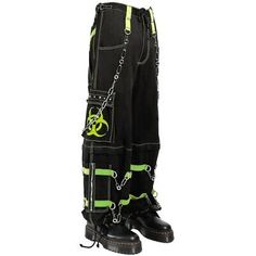 Top Seller for Biohazard Men Gothic Black/Lime Bondage Reflective Biohazard Symbol Trip Pant, Womens Clothing Zip Off Pants, Biohazard Symbol, Tripp Pants, Punk Style Outfits, The Apocalypse, Emo Outfits, Estilo Punk, New Rock, Punk Outfits