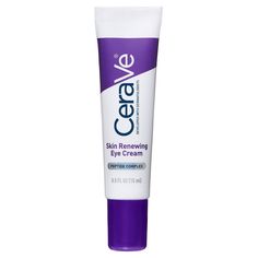 Product Description: Developed with dermatologists, CeraVe Skin Renewing Eye Cream features an anti-aging peptide complex, hyaluronic acid, niacinamide, and caffeine to fight signs of aging around the delicate eye area. With continued use, this multi-tasking, anti-aging firming eye cream helps to improve the look of crow's feet wrinkles & fine lines, reveal firmer skin, and visibly brighten tired looking eyes. This lightweight and deeply hydrating eye cream delivers all-day moisture for eyes. Sk Cerave Eye Cream, Eye Cream For Wrinkles, Crows Feet Wrinkles, Cerave Skincare, Eye Moisturizer, Caffeine Eye Cream, Eye Wrinkle Cream, Hydrating Eye Cream, Firming Eye Cream