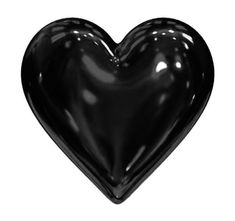 a black heart shaped glass object on a white background with clipping path to the center