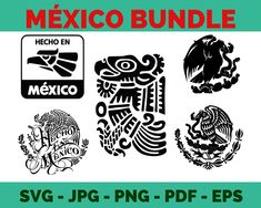 mexican symbols and emblems with the words mexico bundle