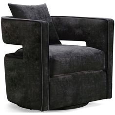 Kenneth Swivel Chair, Black - Modern Furniture - Accent Chairs - High Fashion Home Black Accent Chair, Boston Apartment, Modern Swivel Chair, Sofa Chairs, Swivel Recliner, Glider Chair, Swivel Chairs, Swivel Accent Chair, Velvet Chair