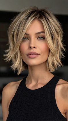 Short Layered Haircuts Short Layered Bobs For Fine Hair, Short Layered Hair Medium, Short Beach Waves Hairstyles, Layered Bob Hairstyles Chin Length, Short Length Hair With Layers, Short Sassy Hair Over 50, Bob Haircut Layered, Haircut Over 50, Layered Haircuts Short