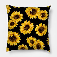 Beautifully patterned sunflowers & white flowers -- Choose from our vast selection of throw pillows to match with your desired size to make the perfect custom pillow. Pick your favorite: Movies, TV Shows, Art, and so much more! Available in extra small, small, medium, large. For beds, couches/sofas, love seats, and chairs. Perfect for decoration. Bedroom Decor Kids, Sunflower Home Decor, Sunflower Throw Pillows, Party Bedroom, Black Pillow Covers, Sunflower Pillow, Satin Pillow, Sequin Pillow, Satin Pillowcase