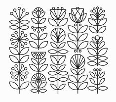 a black and white line drawing of flowers