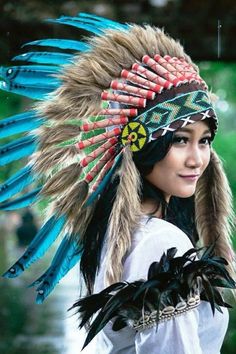 NATIVE AMERICAN Teal HEADDRESS as shown in the main photo. Beautifully handcrafted faux fur and feather Native American style headdress. The perfect accessory for your next festival or costume party, you're sure to make a statement with this unique piece. Deluxe Headpiece. The headband is adorned with beautiful multicoloured native american style beadwork and held together with hand stitched leather. Costumes Plus More are an established seller that specialises in fairy costumes for medium to pl Feather Costume Accessories For Carnival Cosplay, Festival Headpiece With Ostrich Feather Trim, Festival Ostrich Feather Trim Headpiece, Ostrich Feather Trim Headpieces For Festivals, Carnival Festival Costume Hats With Feathers, Costume Party Hats With Ostrich Feathers, Costume Party Hat With Ostrich Feather Trim, Ostrich Feather Trim Hat For Costume Party, Feather Native American